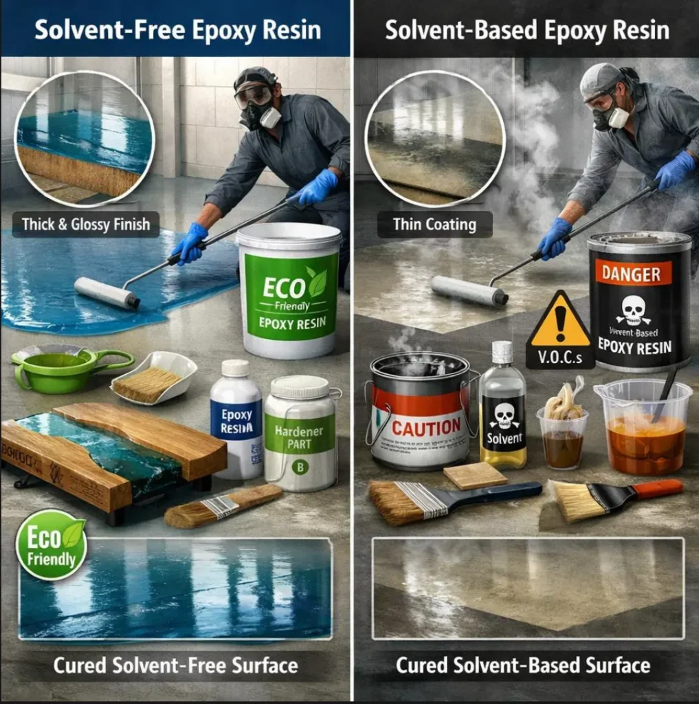 تفاوت رزین اپوکسی “سالونت‌فری” (بدون حلال) با حلال‌دار؛ چرا بوی بد نشانه کیفیت پایین است؟